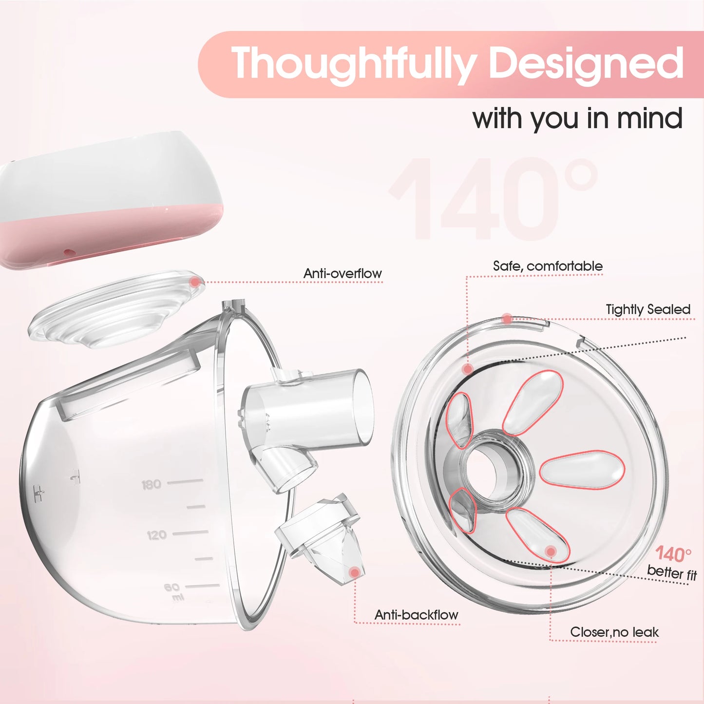 Electric Wearable Breast Pump 1200mAh USB Chargable Silent Milk Extractor Painless Automatic Milker Comfort Breastfeeding