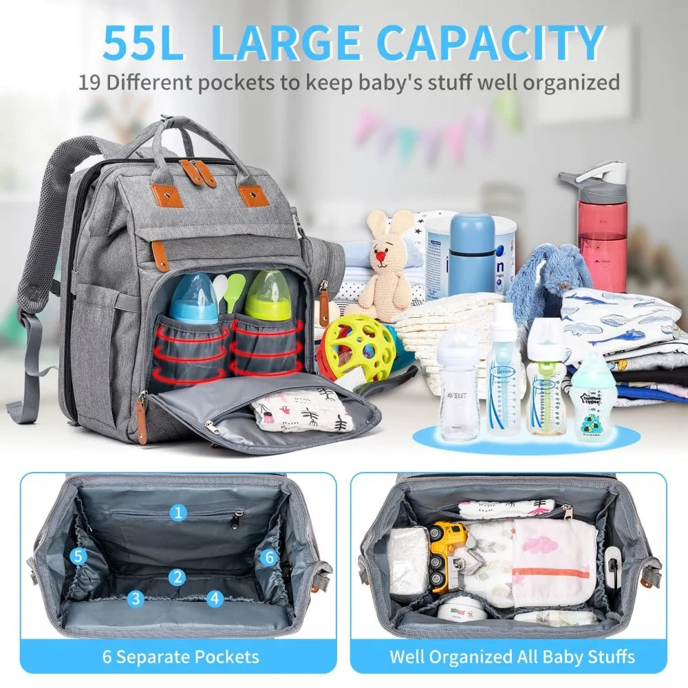 Diaper Bag Backpack with Detachable Changing Station, Large Capacity Baby Diaper Bags for Boys & Girls, Baby Registry Search