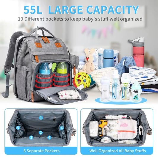 Diaper Bag Backpack with Detachable Changing Station, Large Capacity Baby Diaper Bags for Boys & Girls, Baby Registry Search