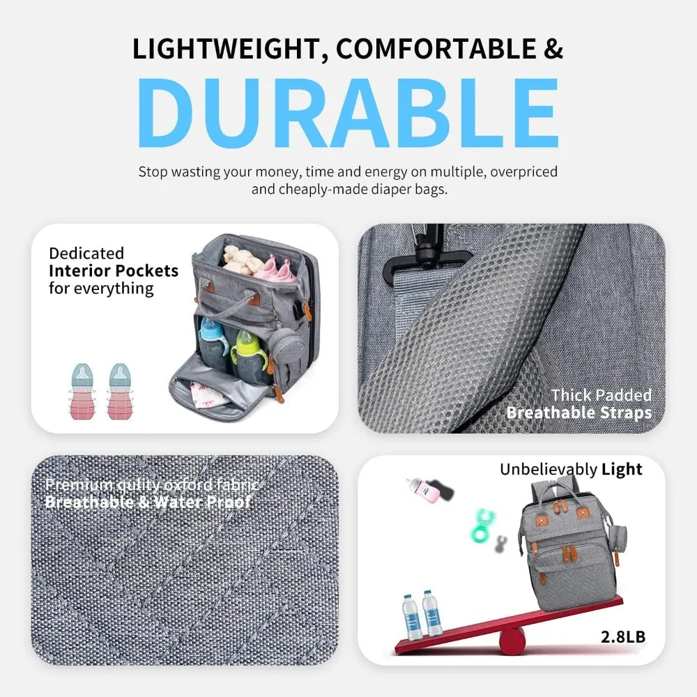Diaper Bag Backpack with Detachable Changing Station, Large Capacity Baby Diaper Bags for Boys & Girls, Baby Registry Search