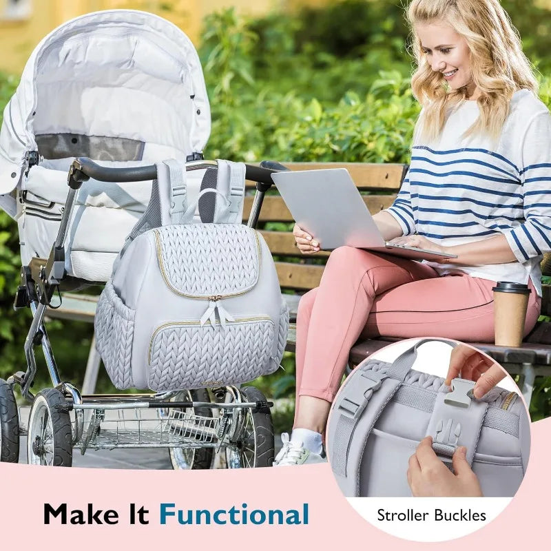 Bag Small Diaper Backpack Stylish Baby Travel Backpacks with Insulated Pockets, Changing Pad, Stroller Straps