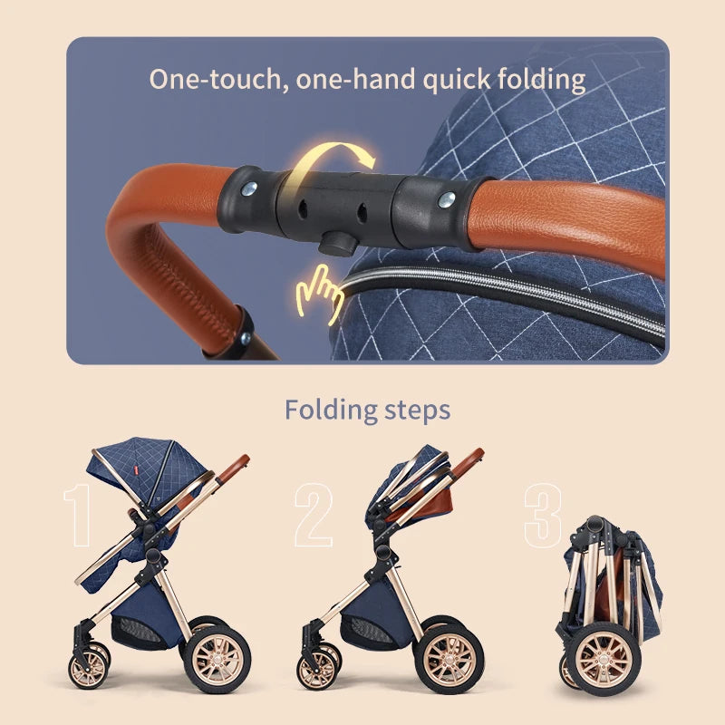 3in1 baby stroller multifunctional luxury baby stroller two-way seated and sleeping baby stroller, newborn travel baby stroller