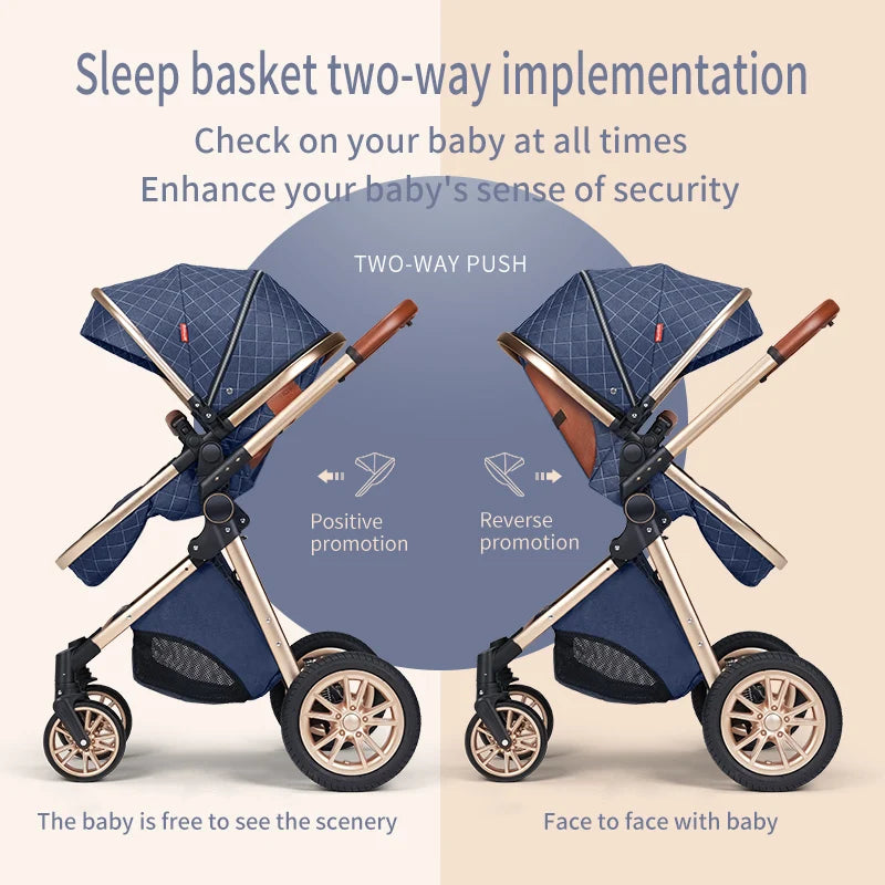 3in1 baby stroller multifunctional luxury baby stroller two-way seated and sleeping baby stroller, newborn travel baby stroller