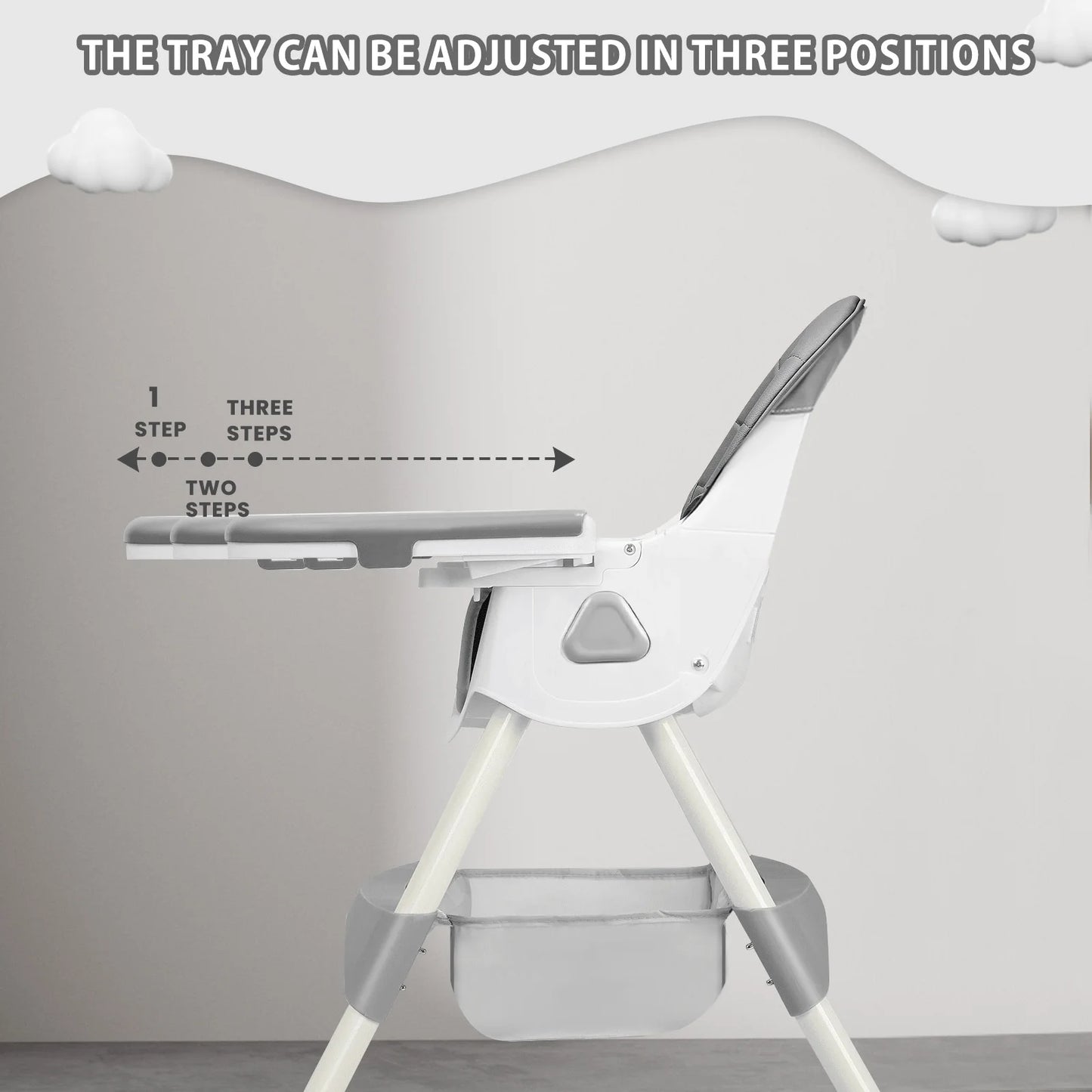 UBRAVOO Foldable Baby High Chair 6 Months Plus, with Large Antislip Pad & ToyRack, Easy to Clean Feeding , E500