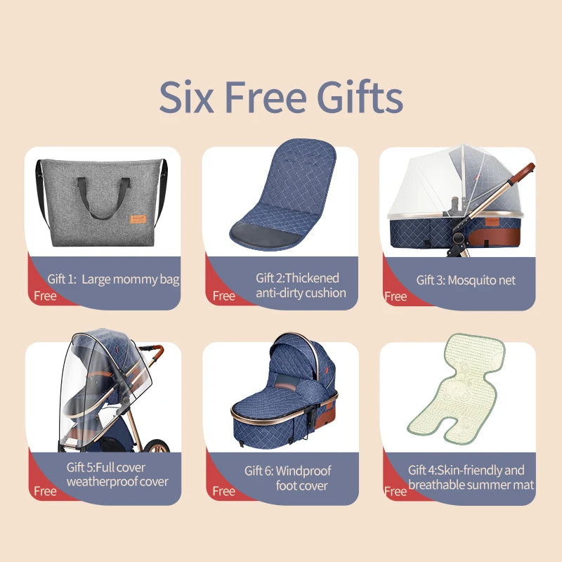 3in1 baby stroller multifunctional luxury baby stroller two-way seated and sleeping baby stroller, newborn travel baby stroller