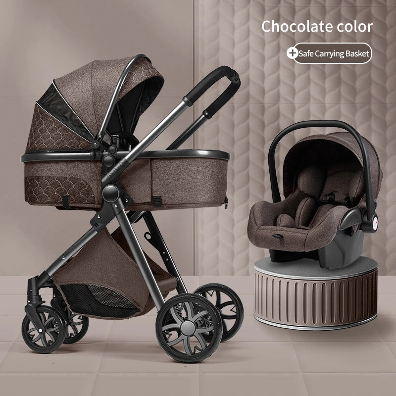 3in1 baby stroller multifunctional luxury baby stroller two-way seated and sleeping baby stroller, newborn travel baby stroller