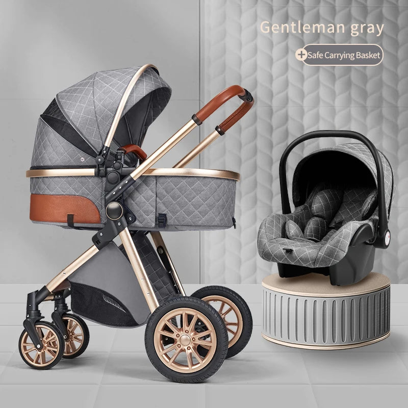 3in1 baby stroller multifunctional luxury baby stroller two-way seated and sleeping baby stroller, newborn travel baby stroller